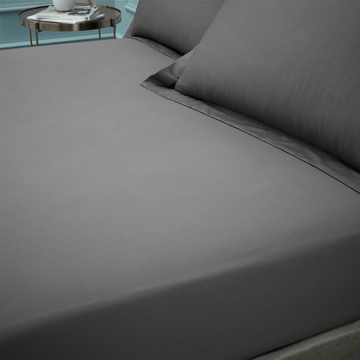 Bianca 180 Thread Count Egyptian Cotton Fitted Sheet Charcoal Grey