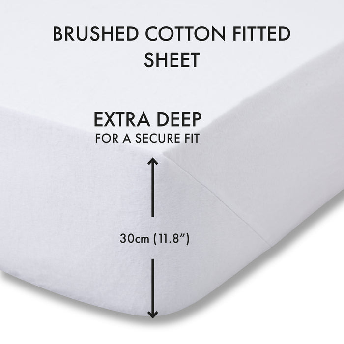 Catherine Lansfield Brushed cotton Fitted sheet White