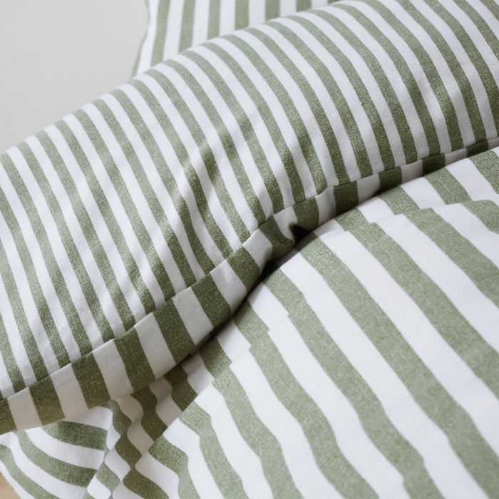 Catherine Lansfield Brushed Cotton Stripe Duvet Set Green