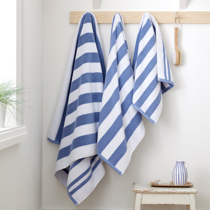 Bianca Reversible Stripe Jacquard 600gsm 100% cotton Towel Blue