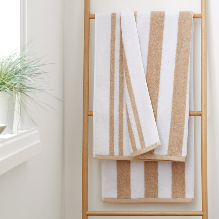 Bianca Reversible Stripe Jacquard 600gsm 100% cotton Towel natural