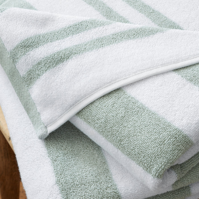 Bianca Reversible Stripe Jacquard 600gsm 100% cotton Towel Sage green