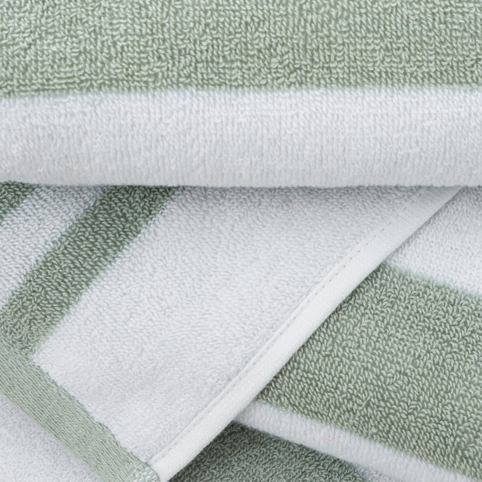 Bianca Reversible Stripe Jacquard 600gsm 100% cotton Towel Sage green