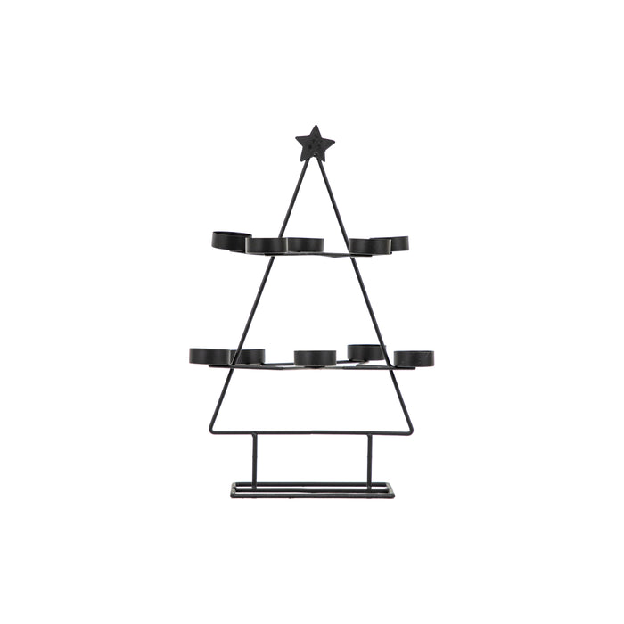 Metal Christmas Tree Tealight Holder Black 250x245x380mm