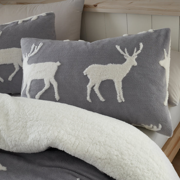 Catherine Lansfield Stag Sherpa Jacquard Duvet Cover Set