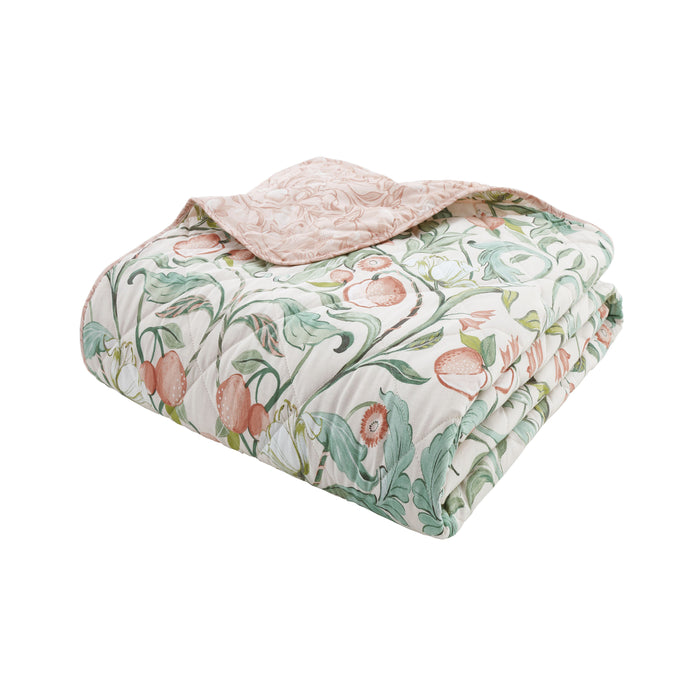 Catherine Lansfield Bedding Clarence Floral Duvet Cover Set with Pillowcases Natural / Green